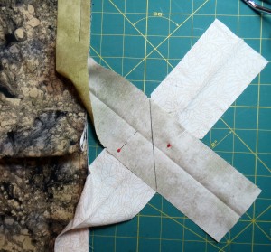 Mark the stitching line along the diagonal parallel to the quilt edge